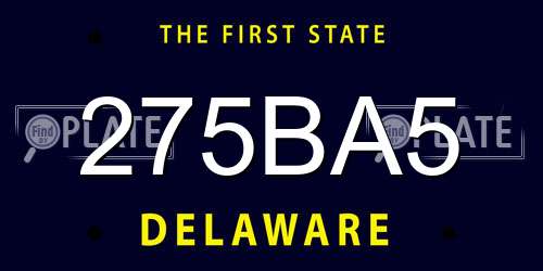 275BA5 Delaware License Plate