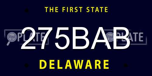 275BAB Delaware License Plate