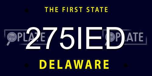 275IED Delaware License Plate