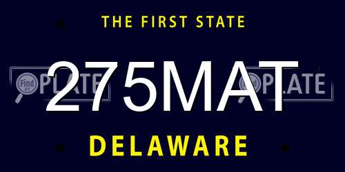 275MAT Delaware License Plate
