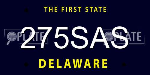 275SAS Delaware License Plate