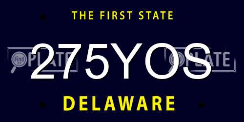 275YOS Delaware License Plate