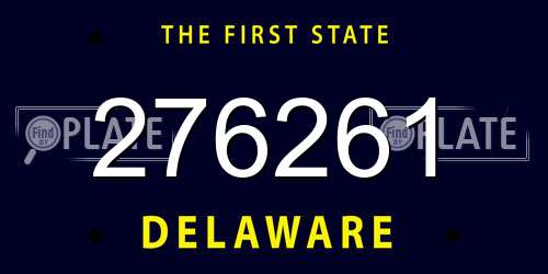 276261 Delaware License Plate