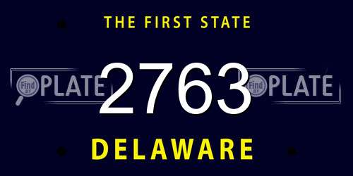 2763 Delaware License Plate