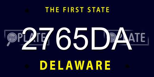 2765DA Delaware License Plate