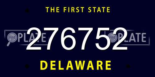 276752 Delaware License Plate