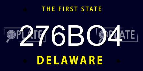 276BO4 Delaware License Plate
