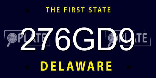 276GD9 Delaware License Plate