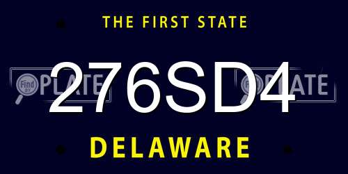 276SD4 Delaware License Plate