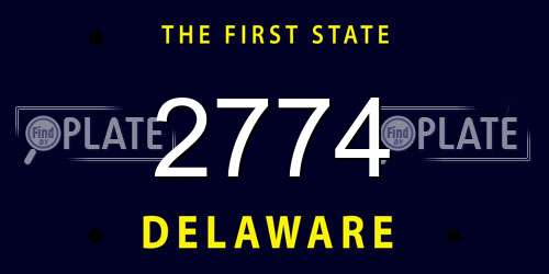 2774 Delaware License Plate