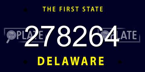 278264 Delaware License Plate