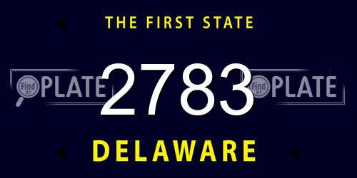 2783 Delaware License Plate