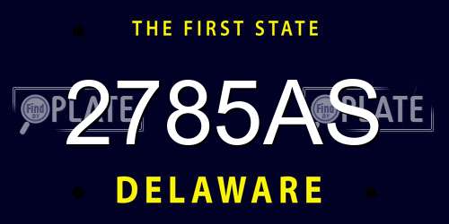 2785AS Delaware License Plate