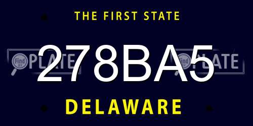 278BA5 Delaware License Plate