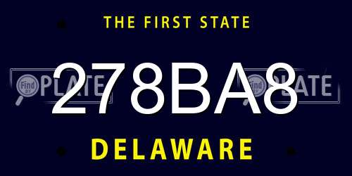278BA8 Delaware License Plate