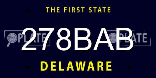 278BAB Delaware License Plate