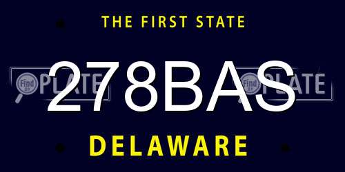 278BAS Delaware License Plate