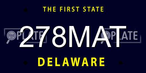 278MAT Delaware License Plate