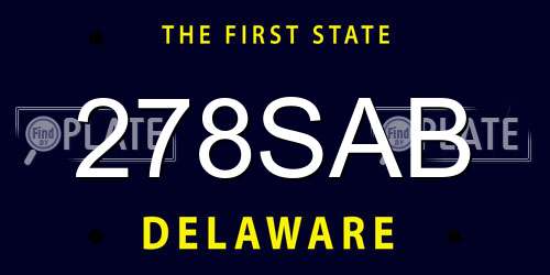 278SAB Delaware License Plate