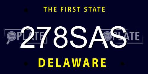 278SAS Delaware License Plate