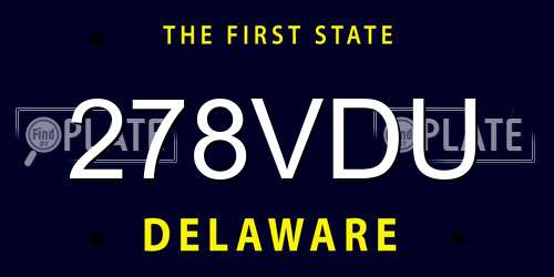 278VDU Delaware License Plate