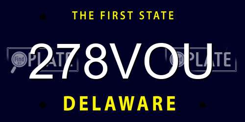 278VOU Delaware License Plate