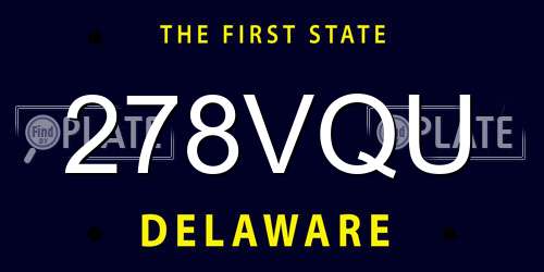 278VQU Delaware License Plate