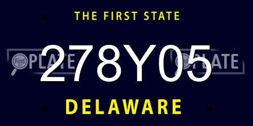 278Y05 Delaware License Plate