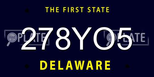 278YO5 Delaware License Plate