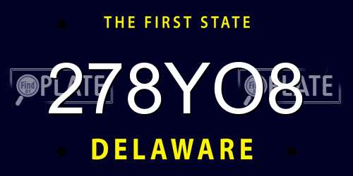 278YO8 Delaware License Plate