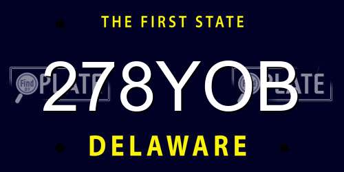 278YOB Delaware License Plate
