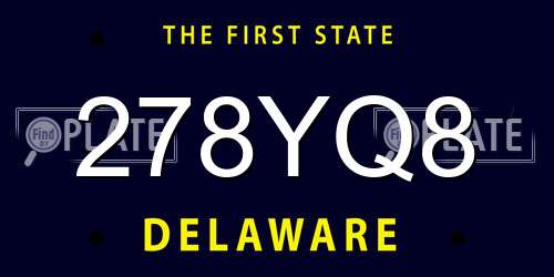 278YQ8 Delaware License Plate