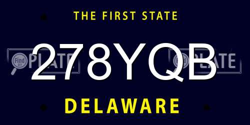 278YQB Delaware License Plate
