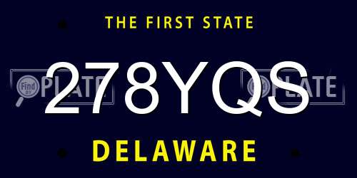 278YQS Delaware License Plate