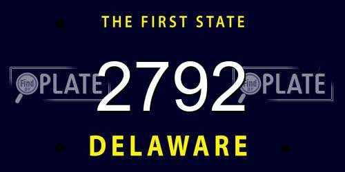 2792 Delaware License Plate