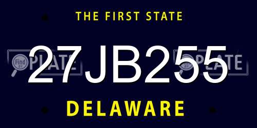 27JB255 Delaware License Plate