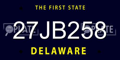 27JB258 Delaware License Plate