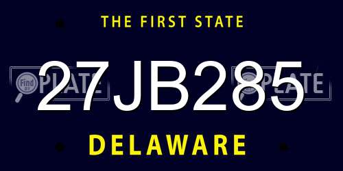 27JB285 Delaware License Plate