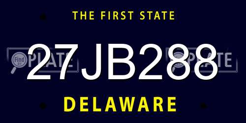 27JB288 Delaware License Plate
