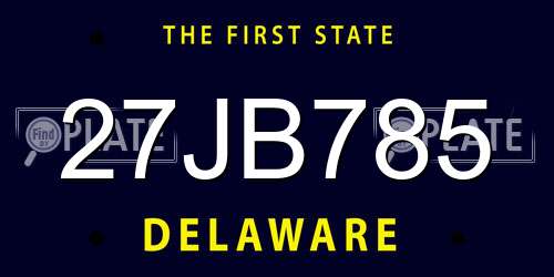 27JB785 Delaware License Plate
