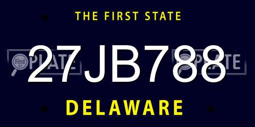 27JB788 Delaware License Plate