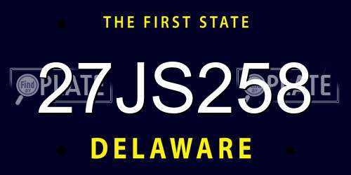 27JS258 Delaware License Plate