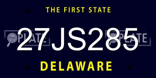 27JS285 Delaware License Plate