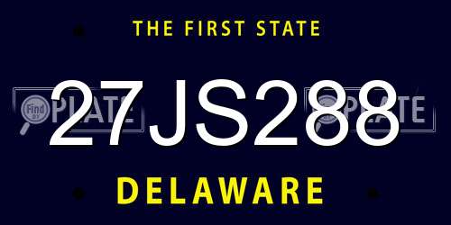 27JS288 Delaware License Plate