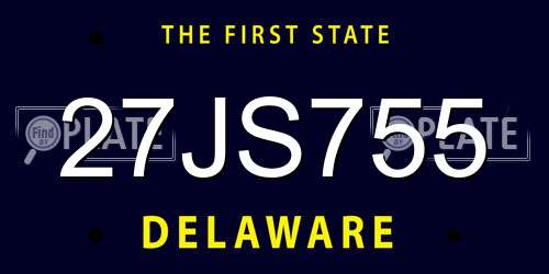 27JS755 Delaware License Plate