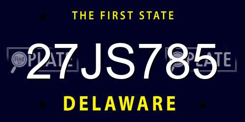 27JS785 Delaware License Plate