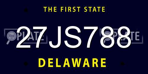 27JS788 Delaware License Plate