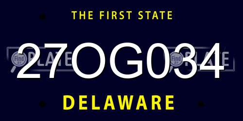 27OG034 Delaware License Plate