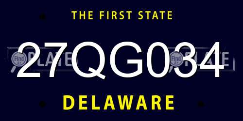 27QG034 Delaware License Plate