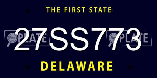 27SS773 Delaware License Plate